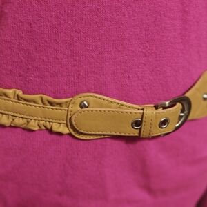 Vintage Rouched Belt Mustard Coldwater Creek Leather Med EUC